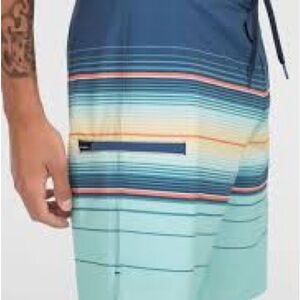 O'Neill Blue and Aqua Striped Board Shorts